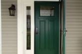 2023-craftsman-door-dentil-shelf-sedona-glass-kelly-green-paint